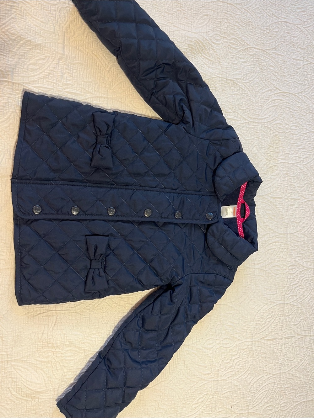 Gymboree Quilted Navy Puffer Jacket with Bow Pockets 5T